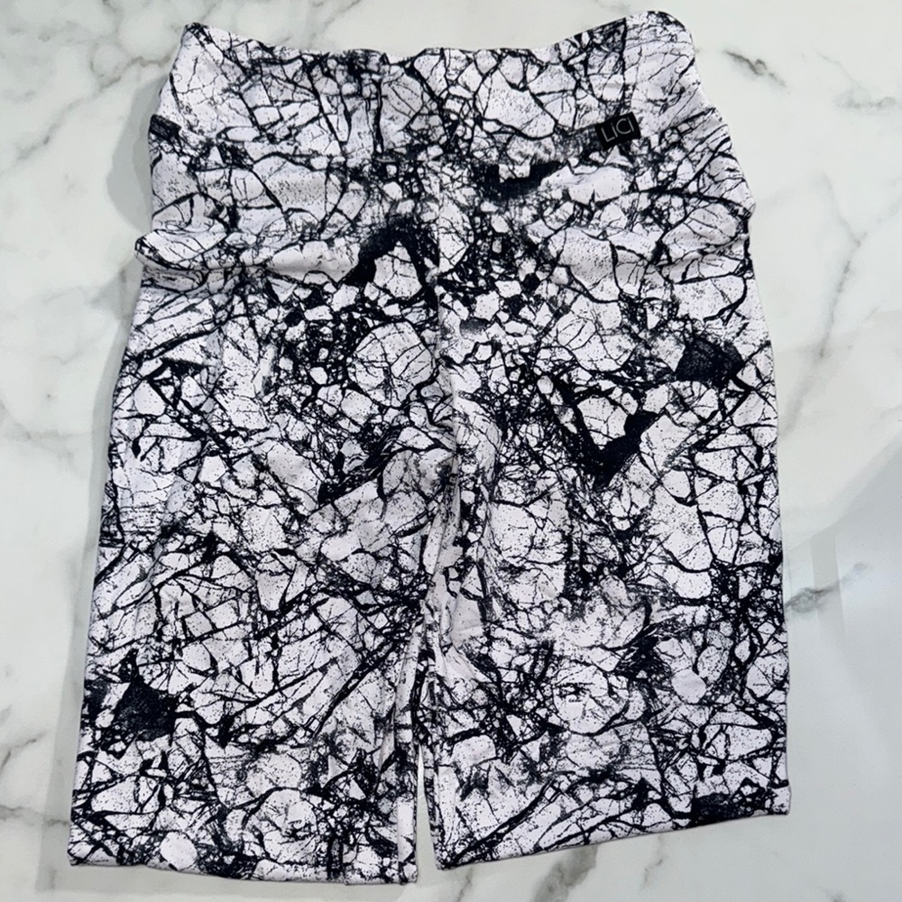 Black and White Abstract Print Shorts